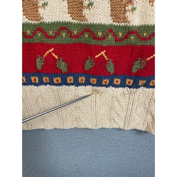 Vintage Susan Bristol Hand Knit Womens Sweater Size 36 Fall Squirrel Dog Leaves - Picture 4 of 11